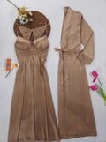 Lingerie Femme Satin & Dentelle Beige - Nuisette Longue & Robe de Chambre