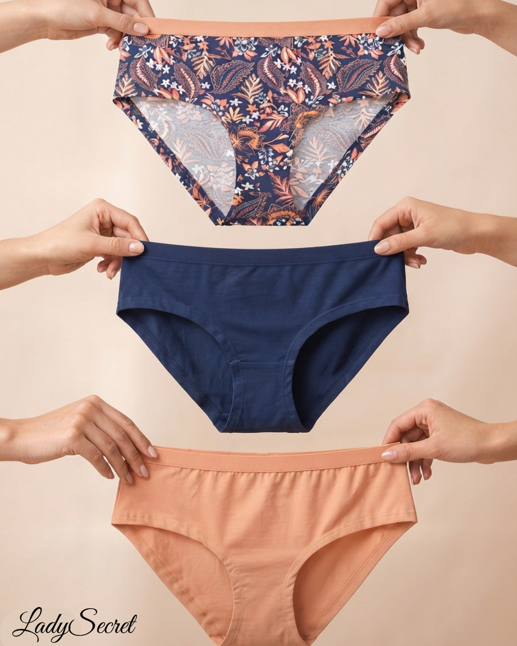 Ensemble Culotte Femme Paisley & Unis – Lot de 3 Culottes Coordonnées S-1013