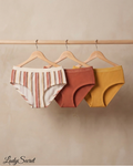 Ensemble Culotte Femme Smile & Rayures – Lot de 3 Culottes Coordonnées S-1013