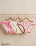 Ensemble Culotte Femme Stripes & Floral Rose – Lot de 3 Culottes Coordonnées S-1013