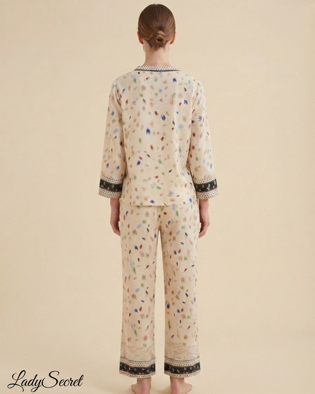 Pyjama Femme Confettis Multicolores – Top & Pantalon Large M-3847