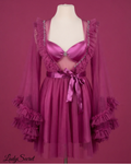 Lingerie Femme Fuchsia - Babydoll & Robe en Tulle