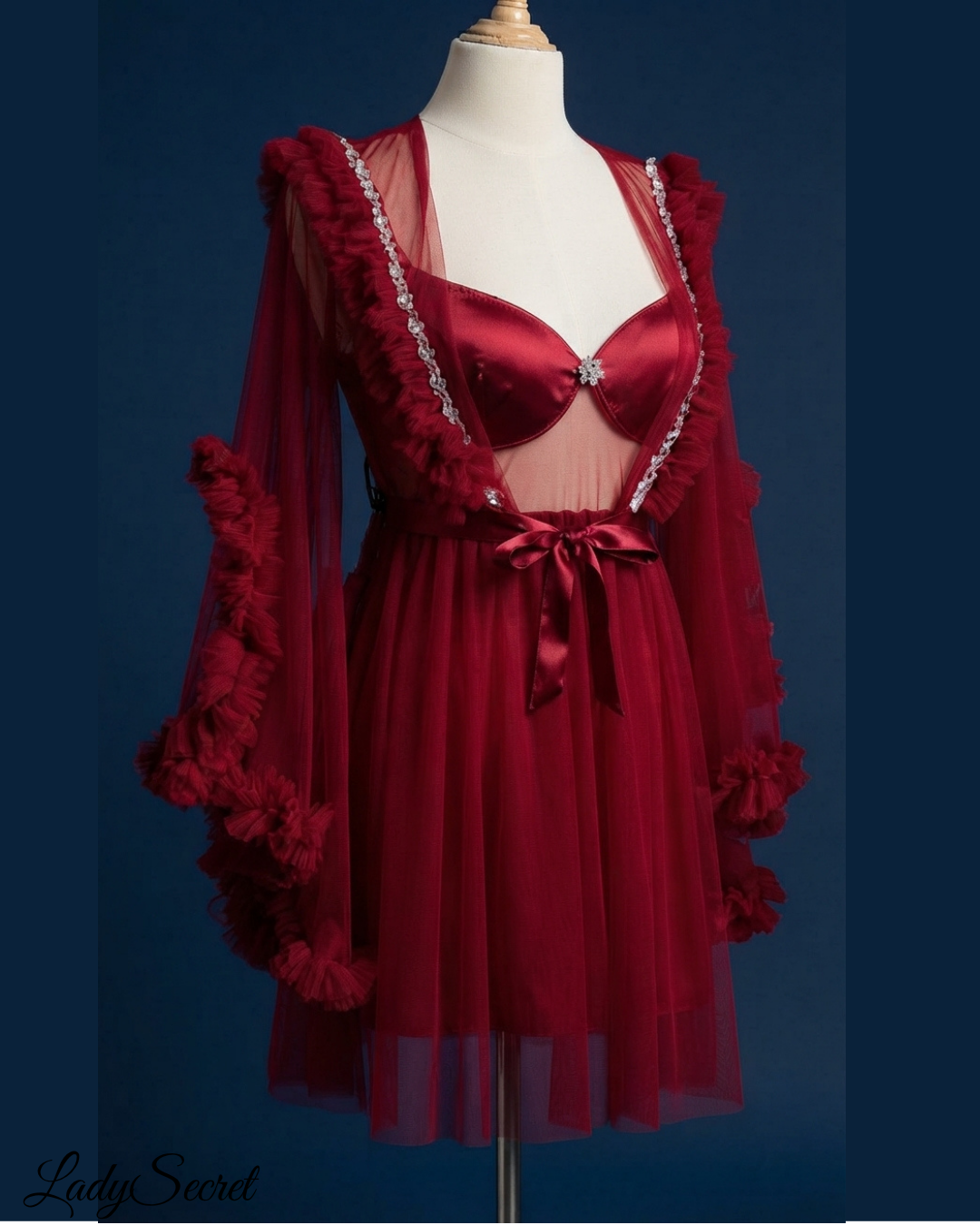 Lingerie Femme Bordeaux - Babydoll & Robe en Tulle