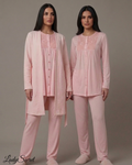 Pyjama Femme Dentelle Rose – Top, Pantalon & Cardigan Long