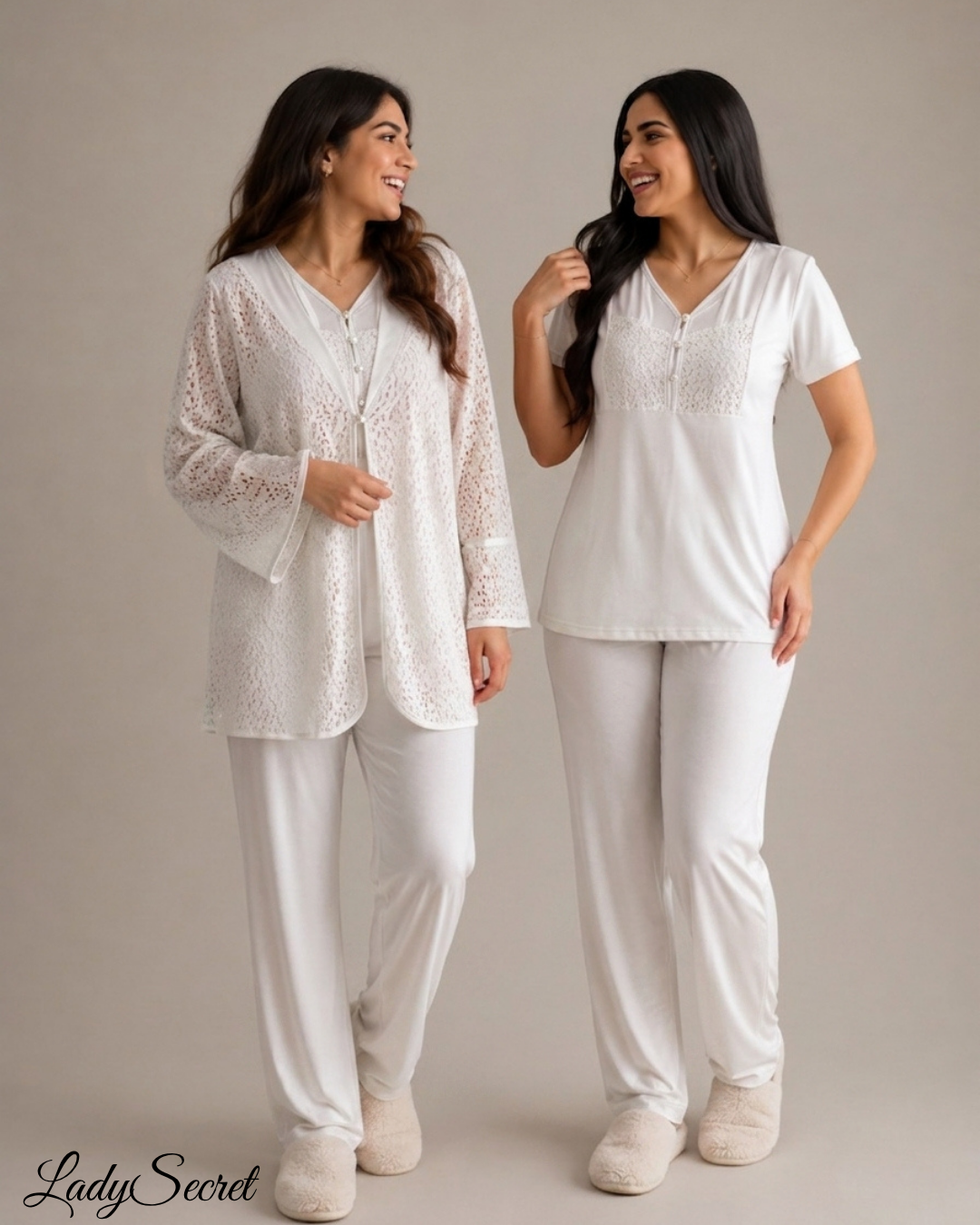Pyjama Femme Dentelle Blanche - Top, Pantalon & Robe