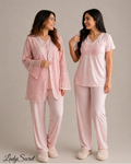 Pyjama Femme Dentelle Rose Poudré - Top, Pantalon & Robe