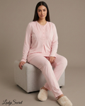 Pyjama Femme 2 Pièces en Dentelle Rose Poudré – Top & Pantalon