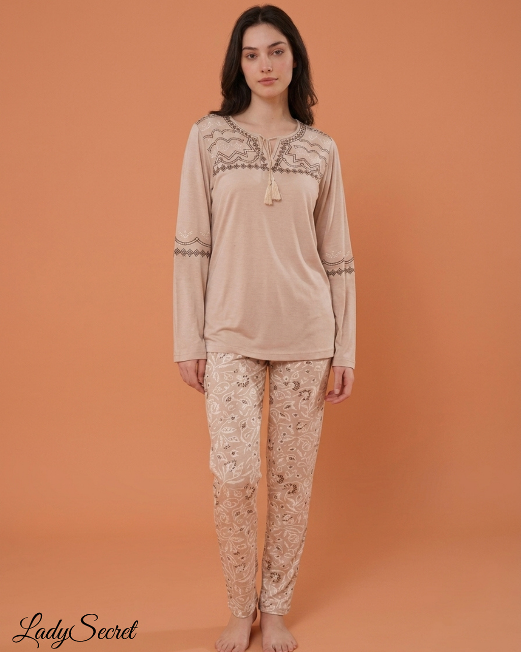 Pyjama Femme Broderie Bohème - Top & Pantalon