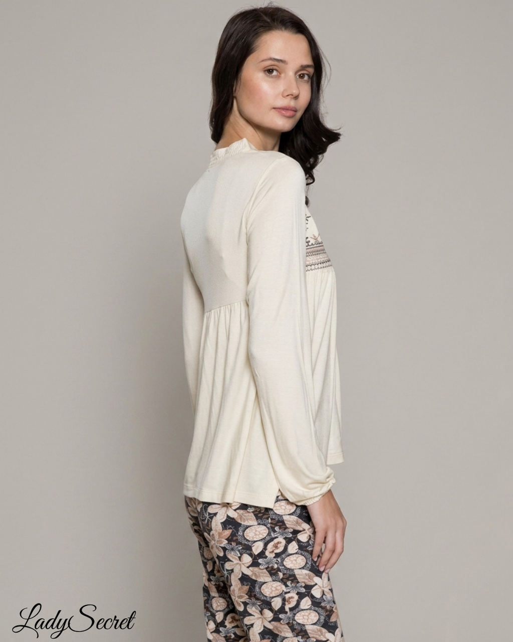 Pyjama Femme Floral Contrasté - Top & Pantalon