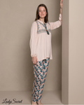 Pyjama Femme Broderie Florale – Top & Pantalon