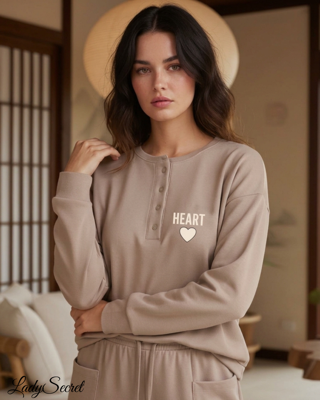 Pyjama Femme Forever in My Heart – Top Henley & Pantalon Large