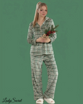 Pyjama Femme Plaid Vert de Noël – Chemise & Pantalon