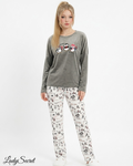 Pyjama Femme Velours Pingouins de Noël