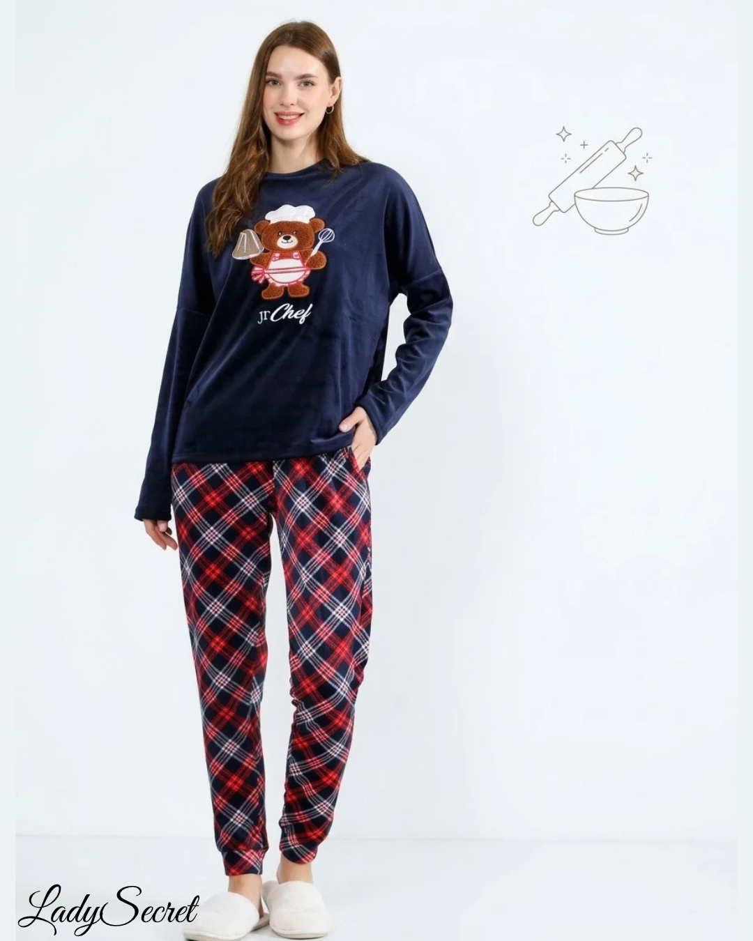 Pyjama Femme Velours Jr Chef Bleu