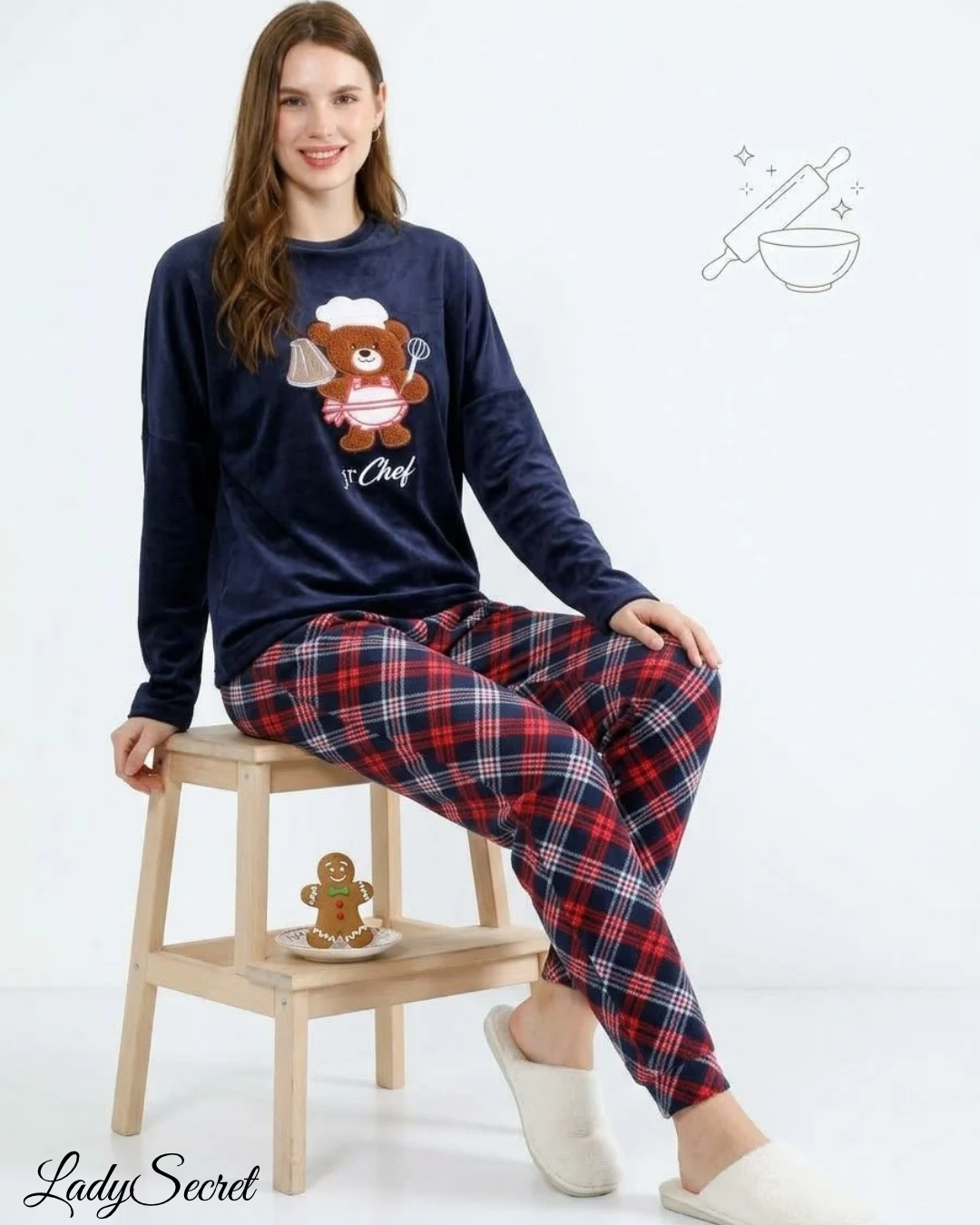 Pyjama Femme Velours Jr Chef Bleu
