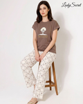 Pyjama Femme Blossom Taupe - T-shirt & Pantalon