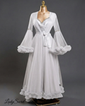 Robe Femme Blanche – Manches Cloche & Détails Perlés