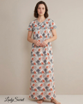 Robe de Nuit Femme Floral Corail - Longue