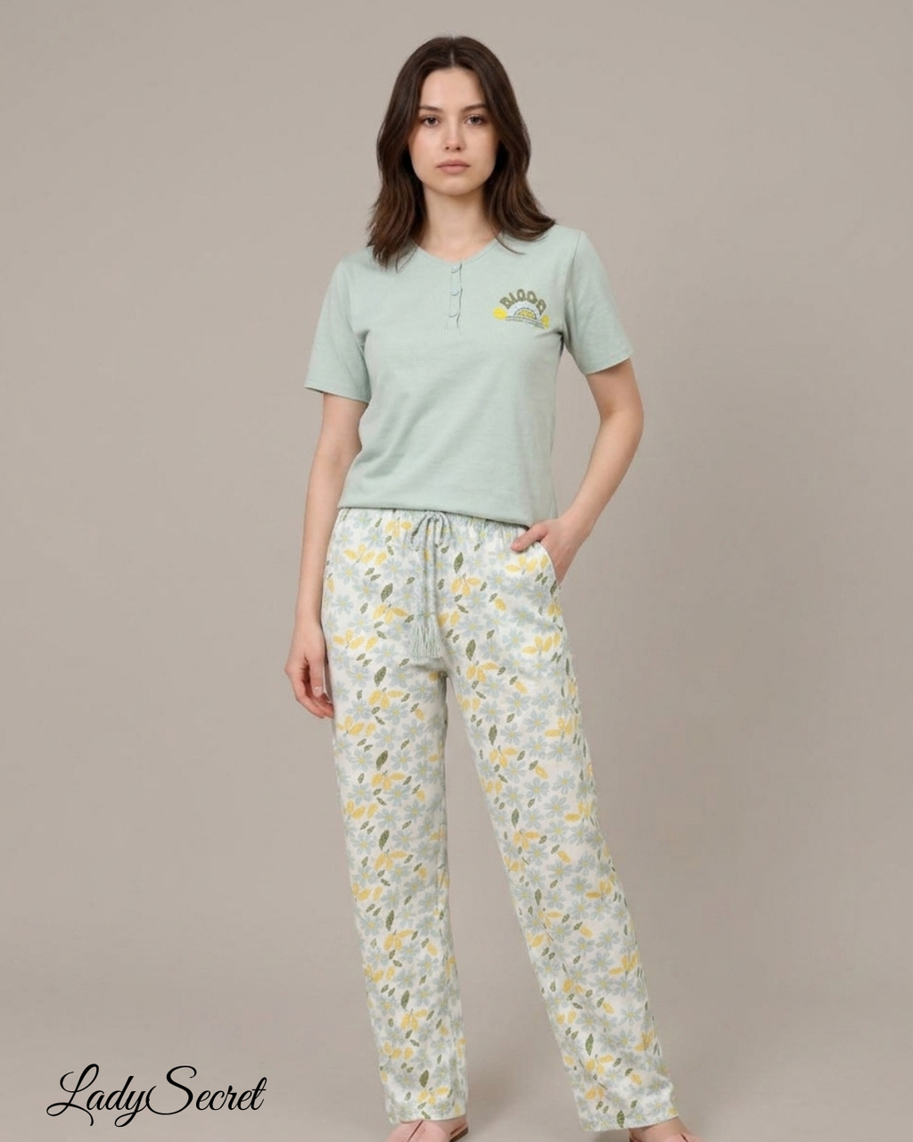Pyjama Femme Bloom Menthe - T-shirt & Pantalon