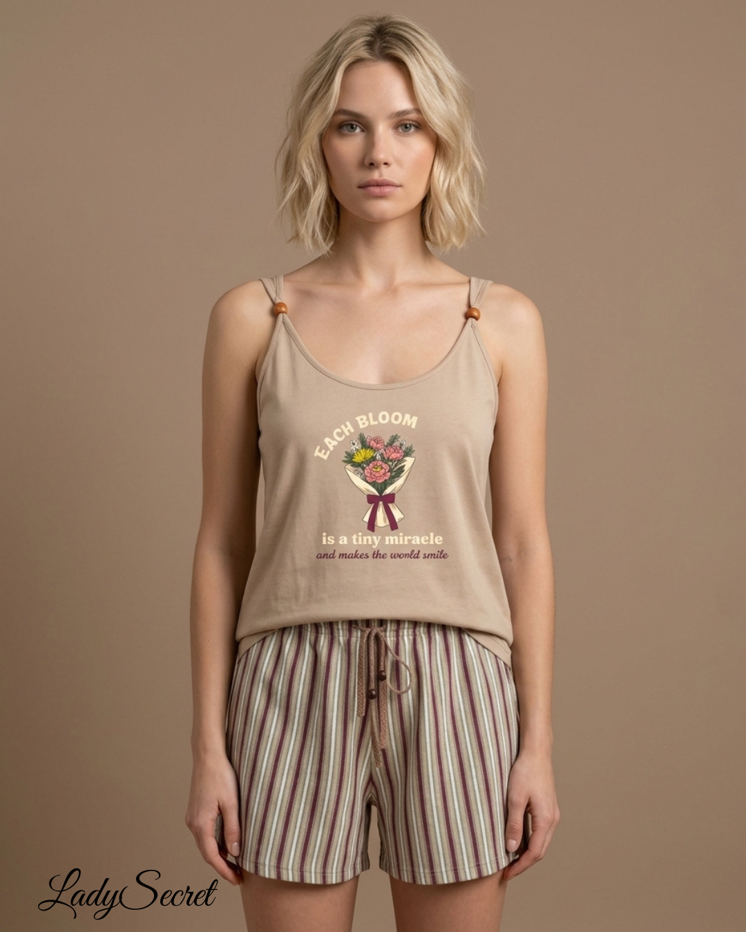 Pyjama Femme Each Bloom - Débardeur & Short Rayé 4030