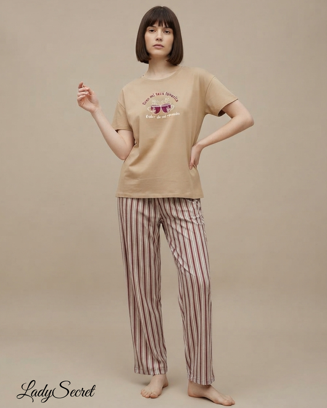 Pyjama Femme Taza Favorita - T-shirt & Pantalon Rayé 6030