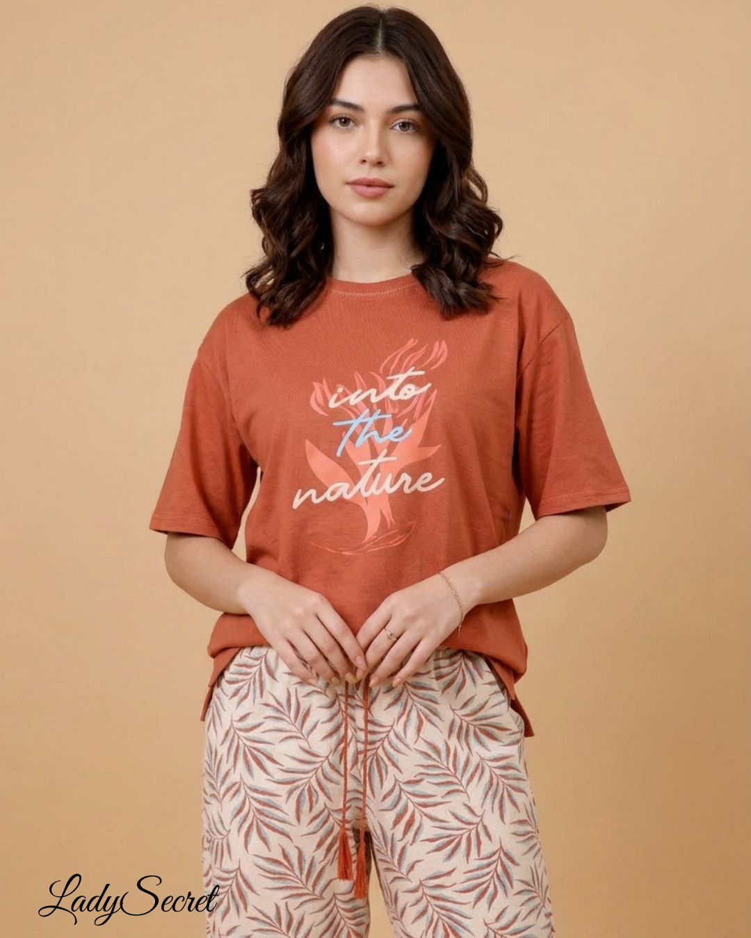 Pyjama Femme Into the Nature - T-shirt & Pantalon Feuillage 423