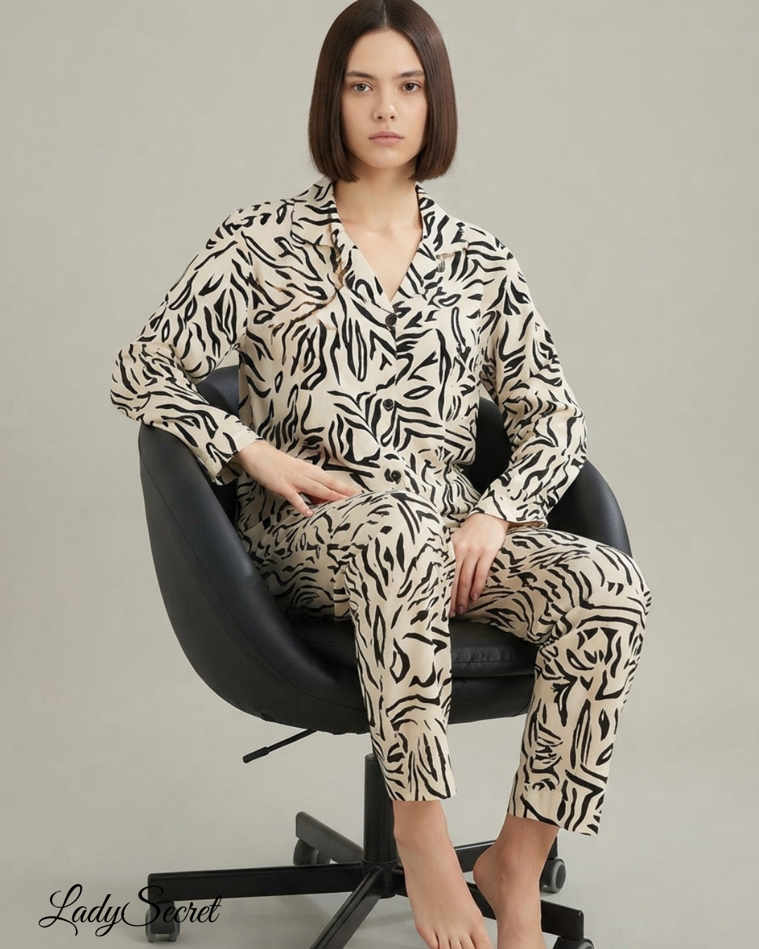 Pyjama Femme Zébré Chic - Chemise & Pantalon